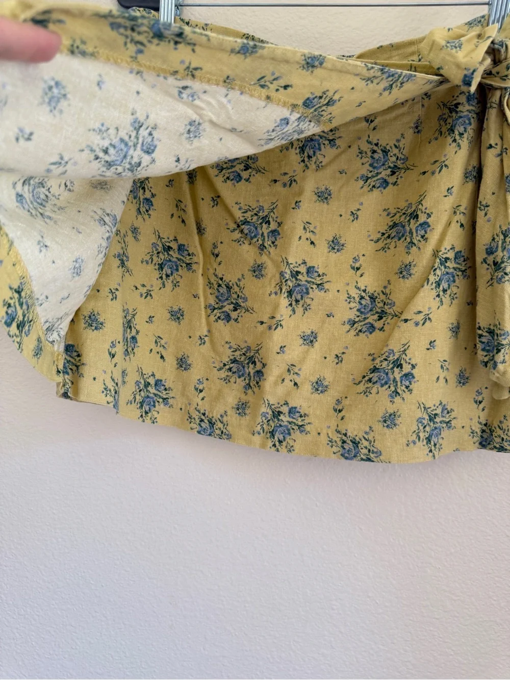 Maison d’Amélie Paris Linen Floral Faux Wrap Tie Skirt Size L